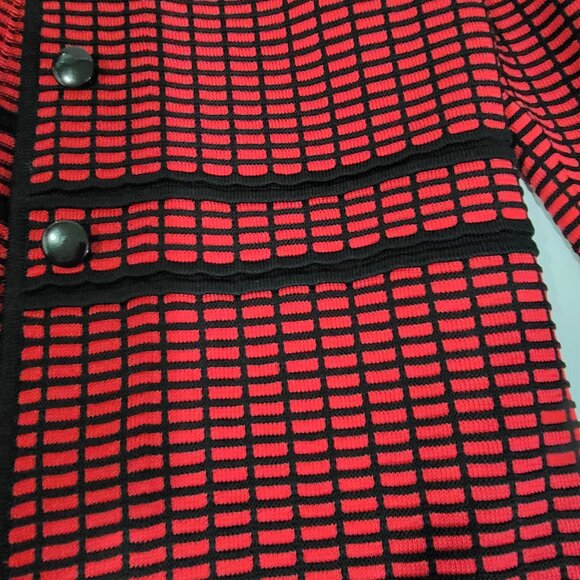 Ming Wang Jacket Cardigan Womens Medium Black Red Office Career - Picture 3 of 6